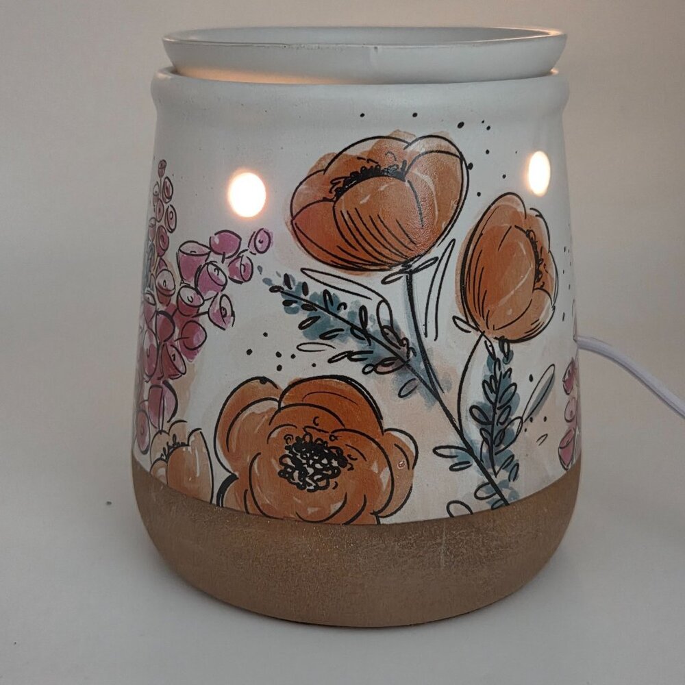ScentSationals Freckled Floral Wax Warmer Orange Full Size 25W Farmhouse Decor